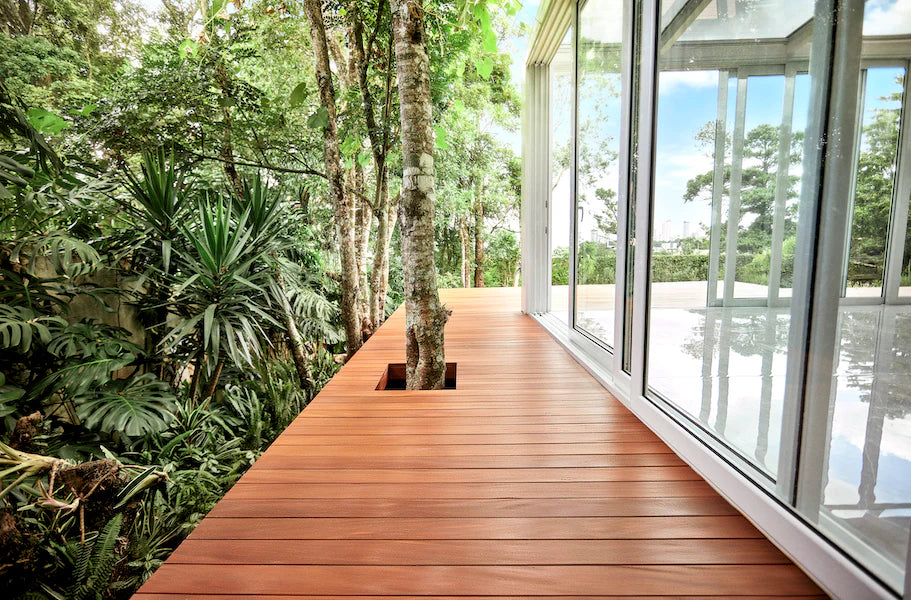 Brazilian Teak Hardwood Decking - S4S & Grooved (15 sq ft Bundle)