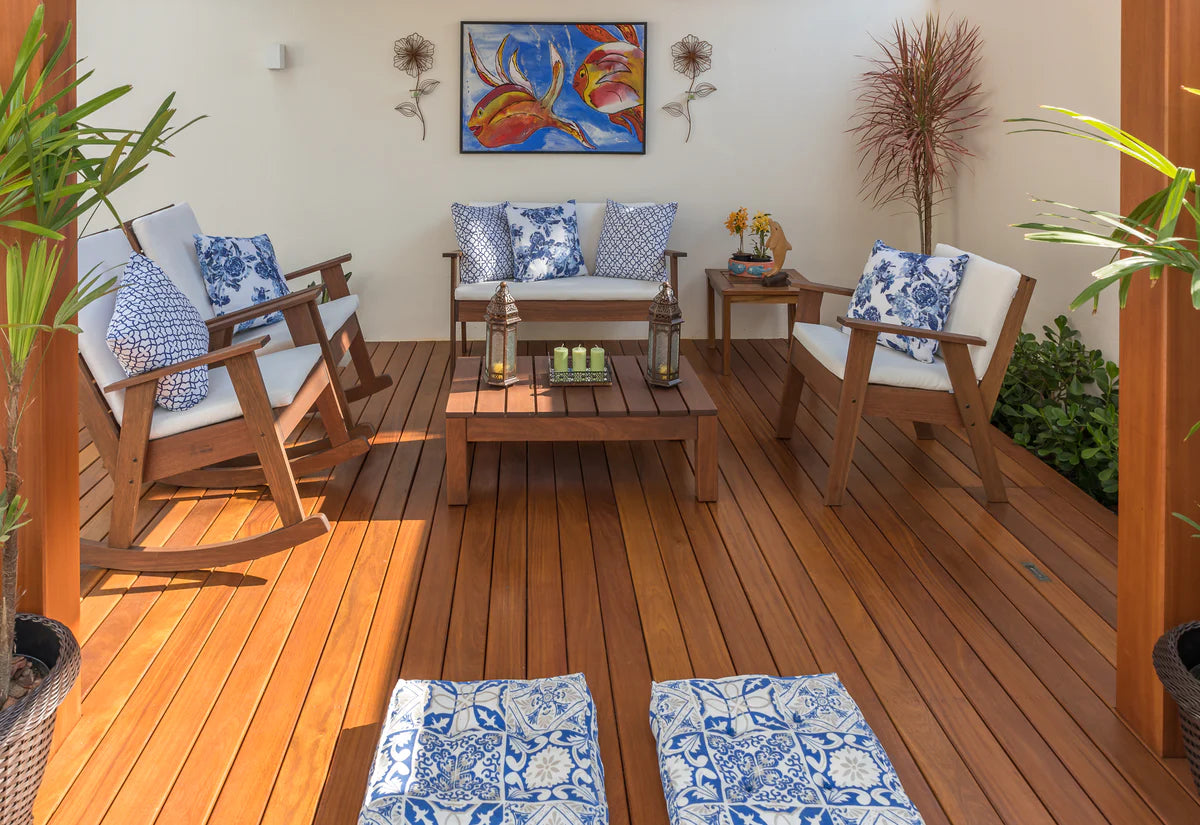 Brazilian Teak Hardwood Decking - S4S & Grooved (15 sq ft Bundle)