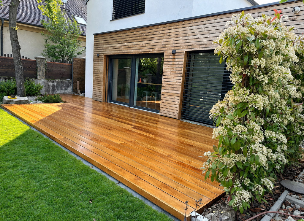 Brazilian Garapa Hardwood Decking - S4S & Grooved (15 sq ft Bundle)