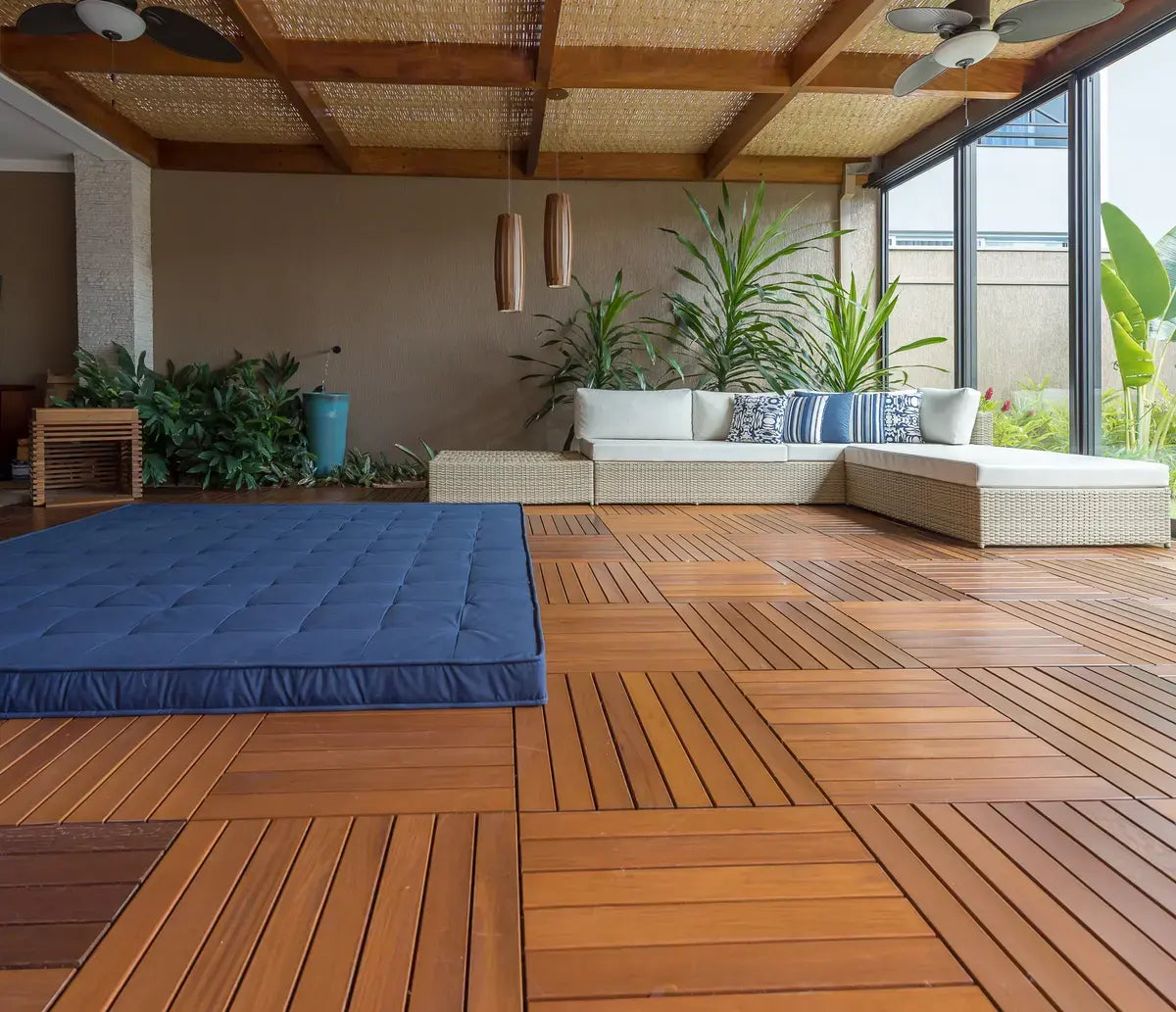 Ipe Deck Tiles 24x24 - Brazilian Hardwood Interlocking Tiles